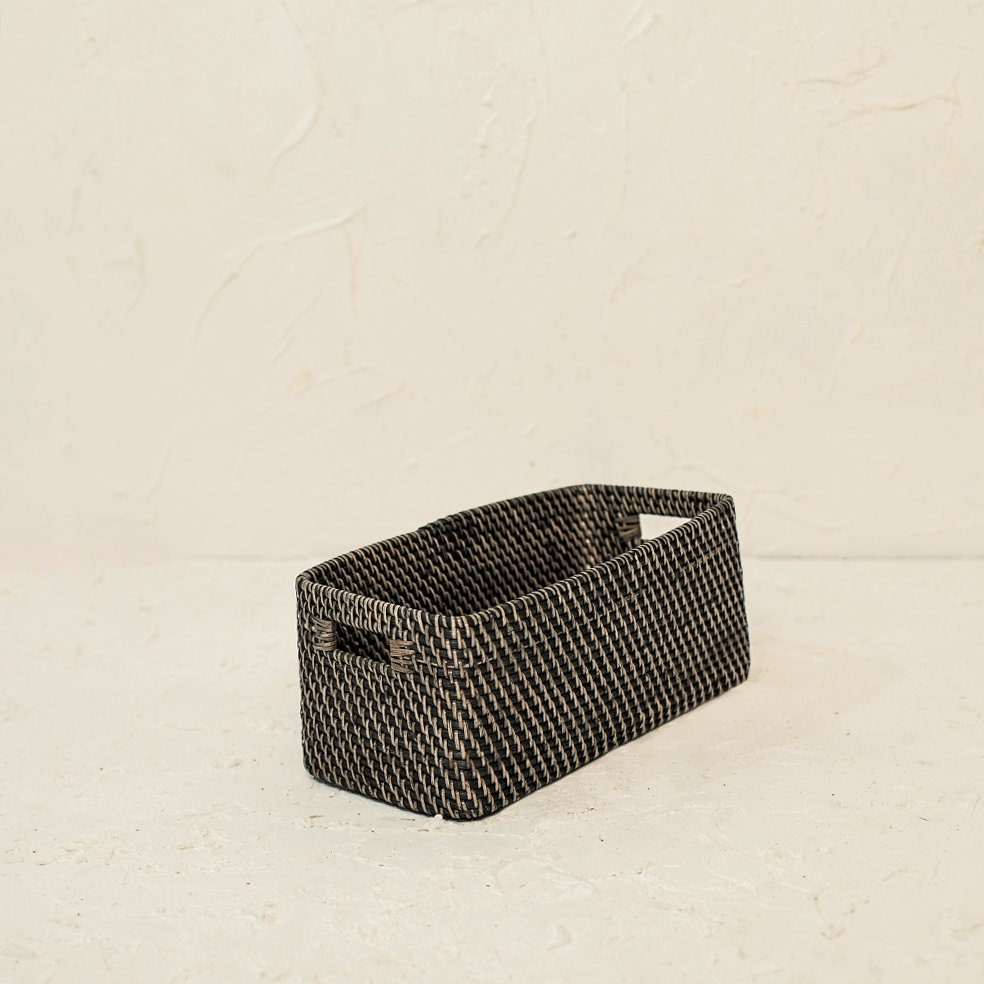 Colourful rattan storage baskets in 4 colours